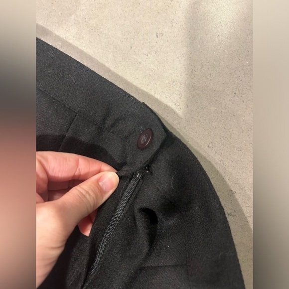 Isaac Hazan Midi Skirt Wool Women’s 10 Black Side Slit Zipper Button - Picture 6 of 12